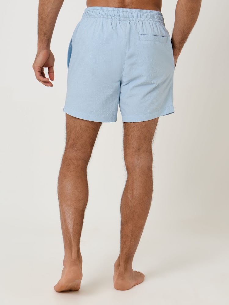 Threadbare Blue Stripe Seersucker Swim Shorts - Image 2 of 5