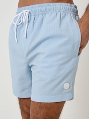 Threadbare Blue Stripe Seersucker Swim Shorts - Image 4 of 5