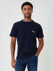 Threadbare Blue Cotton Crew Neck Script T-Shirt - Image 1 of 4