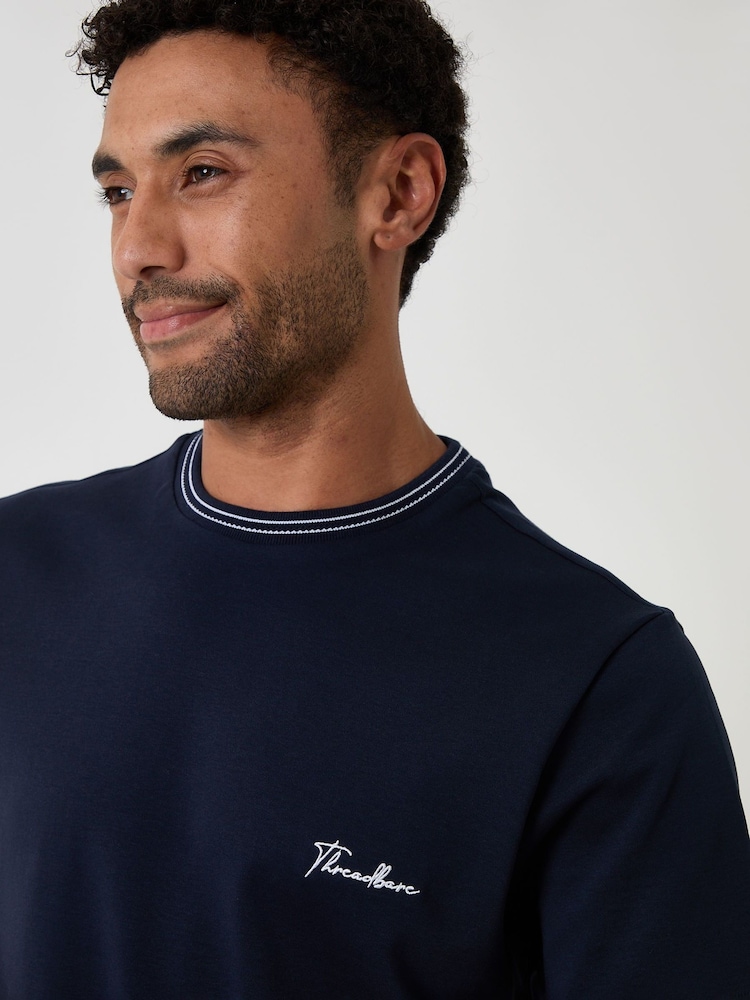 Threadbare Blue Cotton Crew Neck Script T-Shirt - Image 4 of 4 Threadbare Blue Cotton Crew Neck Script T-Shirt - Image 4 of 4