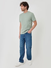 Threadbare Green Textured Crew Neck T-Shirt - Image 3 of 4