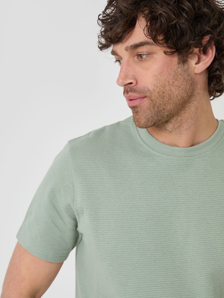 Threadbare Green Textured Crew Neck T-Shirt - Image 4 of 4