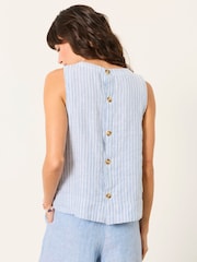 FatFace Dara Blue 100% Linen Blouse - Image 2 of 6