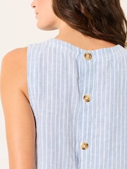 FatFace Dara Blue 100% Linen Blouse - Image 3 of 6