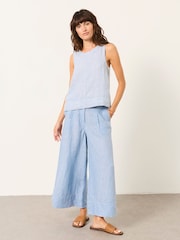 FatFace Dara Blue 100% Linen Blouse - Image 4 of 6