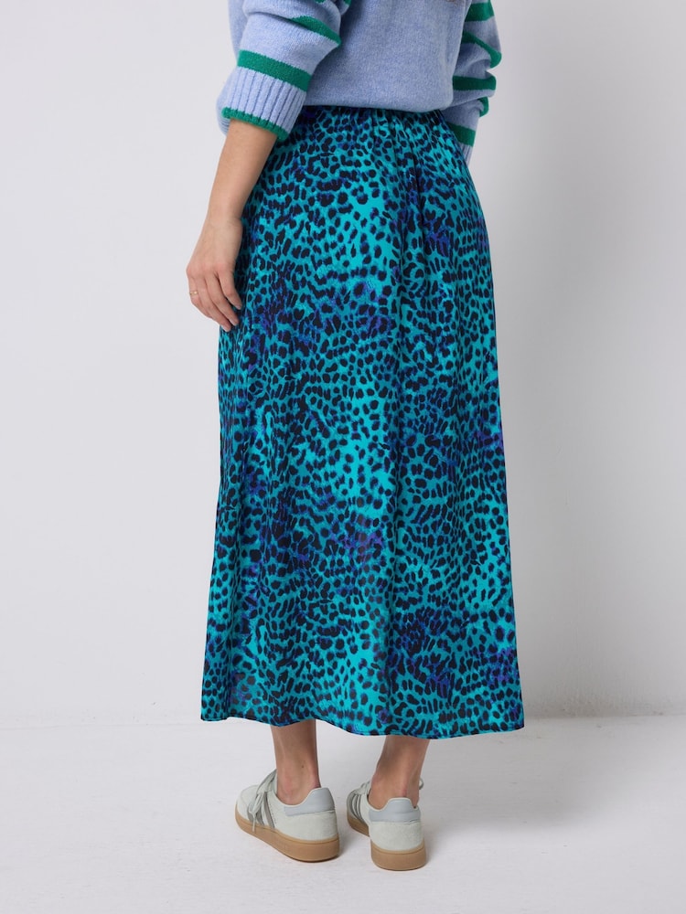 SCAMP & DUDE Blue Leopard Ray Split Front Skirt - Image 2 of 4 SCAMP & DUDE Blue Leopard Ray Split Front Skirt - Image 2 of 4
