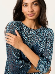FatFace Shelby Navy Devore Blouse - Image 4 of 6