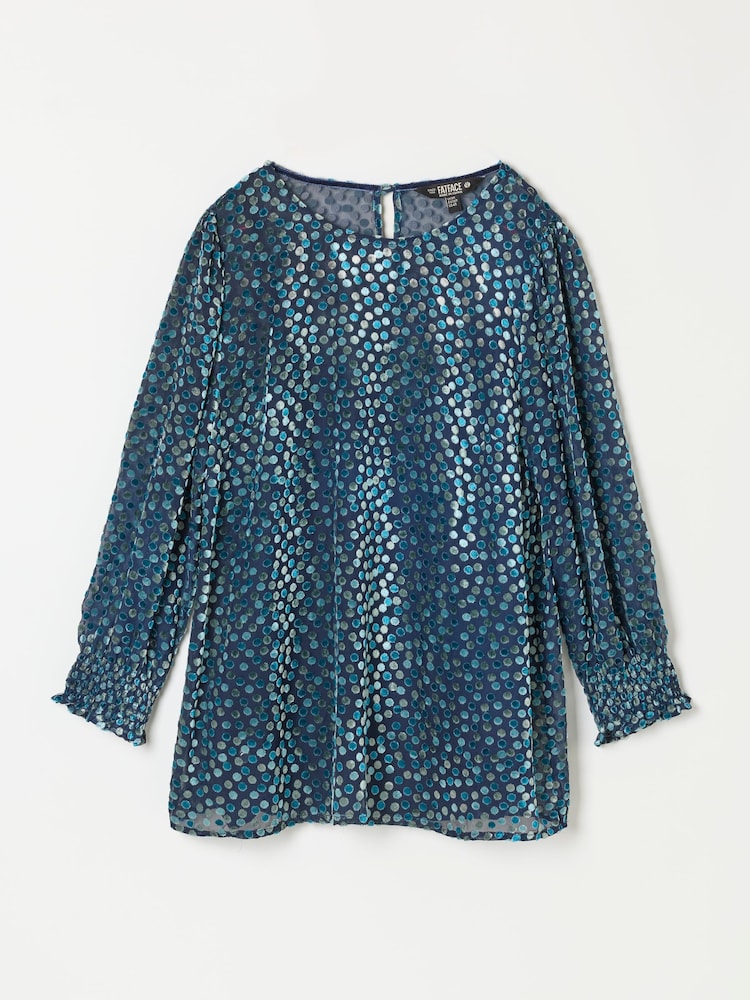 FatFace Shelby Navy Devore Blouse - Image 6 of 6