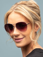 Laura Ashley Gold Tone Aviator Style Sunglasses - Image 1 of 5