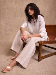 Mint Velvet Natural Linen Side Stripe Trousers - Image 4 of 8