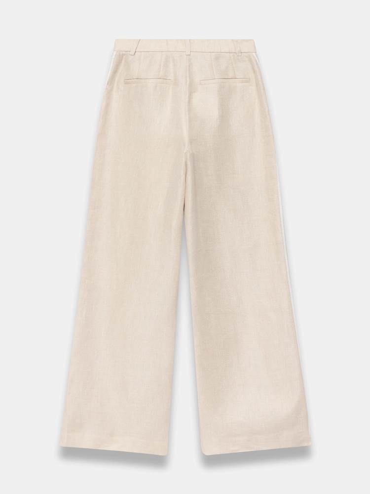 Mint Velvet Natural Linen Side Stripe Trousers - Image 8 of 8