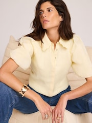 Mint Velvet Yellow Puff Sleeve Shirt - Image 1 of 7