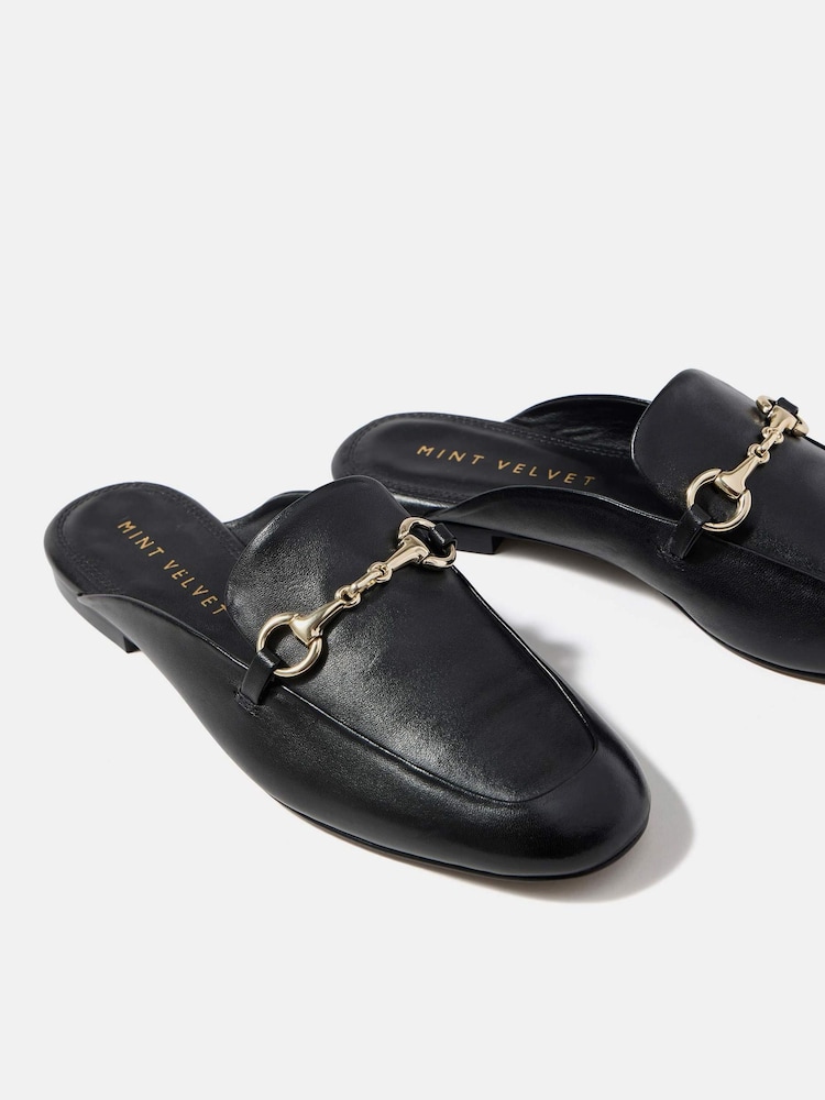 Mint Velvet Black Faye Backless Loafers - Image 2 of 4