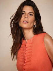 Mint Velvet Orange Linen Military Trim T-Shirt - Image 5 of 8