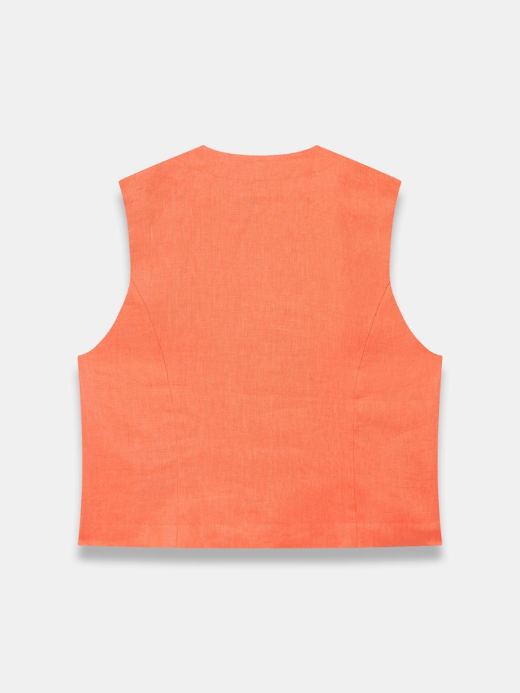 Mint Velvet Orange Linen Military Trim T-Shirt - Image 8 of 8