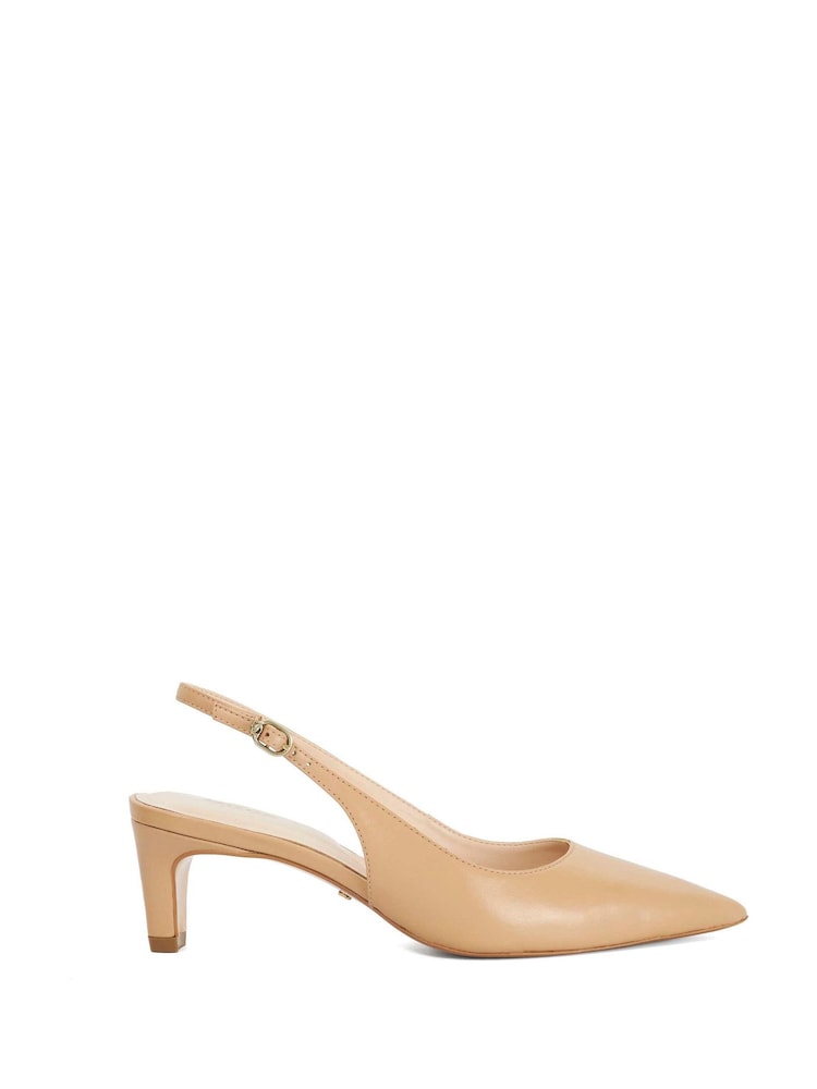 Dune London Cream Wide Fit Leather Wide Fit Connection Slingbacks - Image 1 of 5