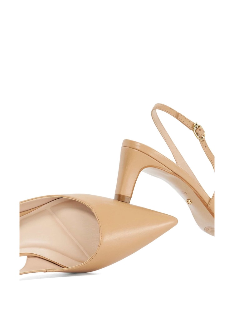 Dune London Cream Wide Fit Leather Wide Fit Connection Slingbacks - Image 5 of 5