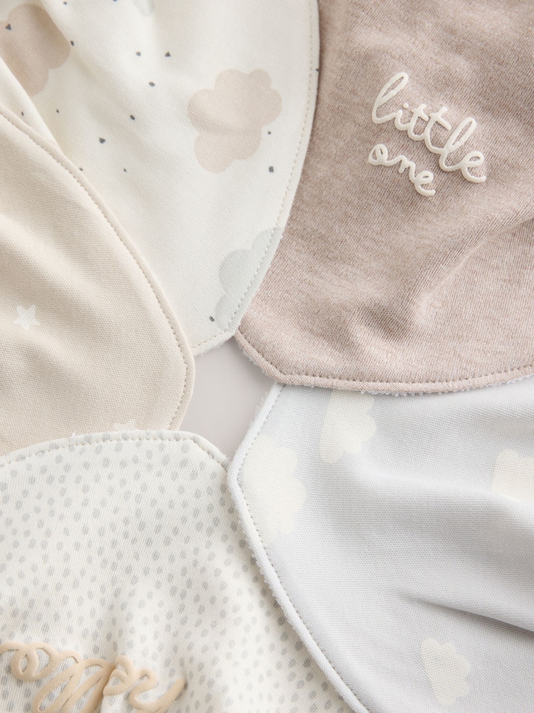 Neutral Cloud Baby Bibs 5 Pack - Image 7 of 7 Neutral Cloud Baby Bibs 5 Pack - Image 7 of 7