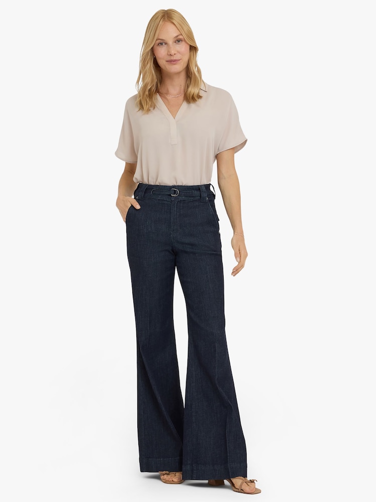 NYDJ Blue Mia Palazzo Jeans With High Rise & A D-Ring Belt - Image 1 of 6