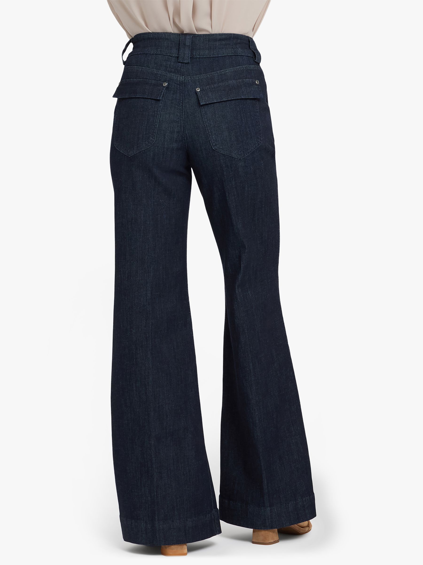 Buy NYDJ Blue Mia Palazzo Jeans With High Rise & A D-Ring Belt