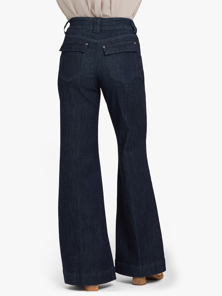 NYDJ Blue Mia Palazzo Jeans With High Rise & A D-Ring Belt - Image 2 of 6