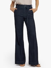 NYDJ Blue Mia Palazzo Jeans With High Rise & A D-Ring Belt - Image 4 of 6