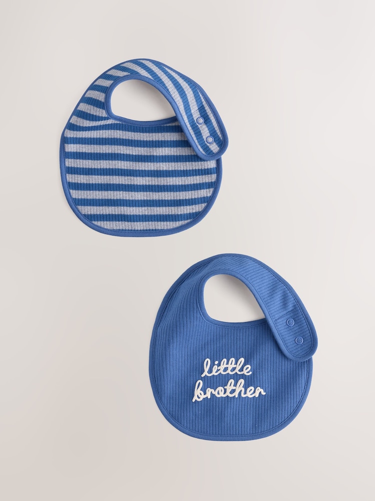 Blue Little Brother Baby Bibs 2 Pack - Image 1 of 5 Blue Little Brother Baby Bibs 2 Pack - Image 1 of 5