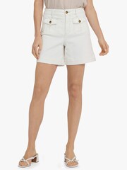 NYDJ White Berkyn Relaxed Denim Shorts With High Rise And Front Button Flap Pockets - Image 1 of 5
