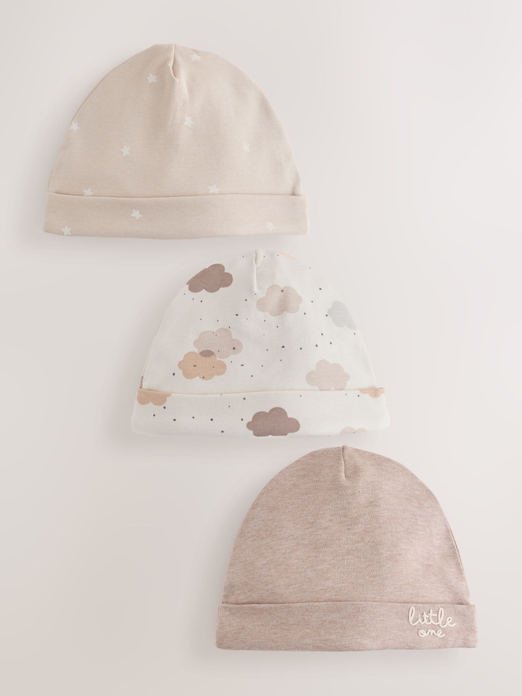 Neutral Baby Beanies 3 Pack (0-12mths) - Image 1 of 6