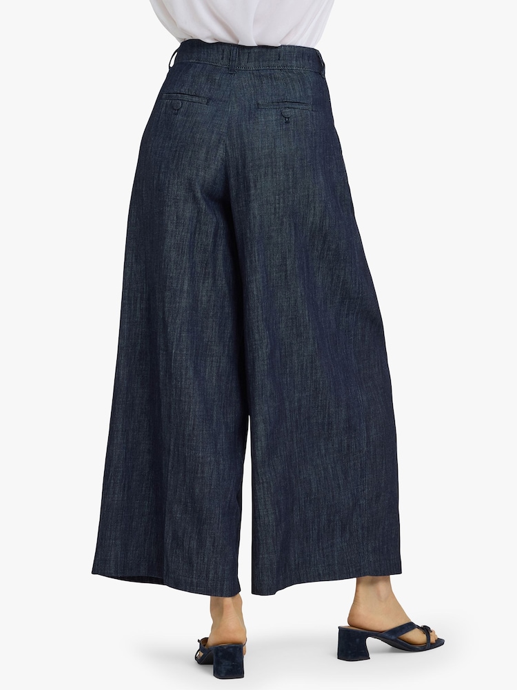 NYDJ Blue Giselle Wide Leg Ankle Trousers With Pleats - Image 2 of 5