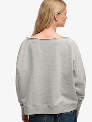 Superdry Grey Athletic Essentials Bardot Crew Sweat Top - Image 3 of 5
