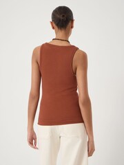 Hush Brown Scoop Neck Ribbed Vest - Image 3 of 5