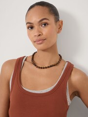 Hush Brown Scoop Neck Ribbed Vest - Image 4 of 5