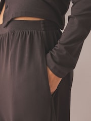 Chocolate Brown Jersey Balloon Leg Button Through Long Sleeve Pyjamas - Image 5 of 9