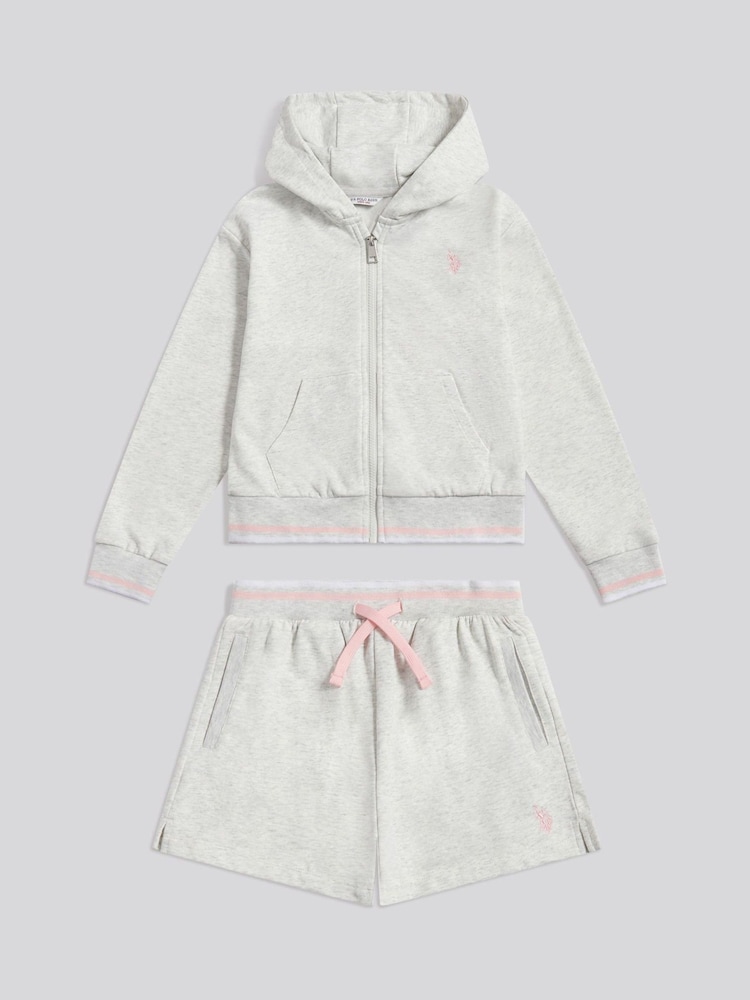 U.S. Polo Assn Grey Zip Hoodie & Shorts Set - Image 1 of 3