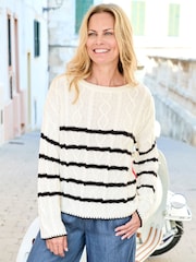 Cotton Traders Cream Boat Neck Jumper - Image 1 of 4