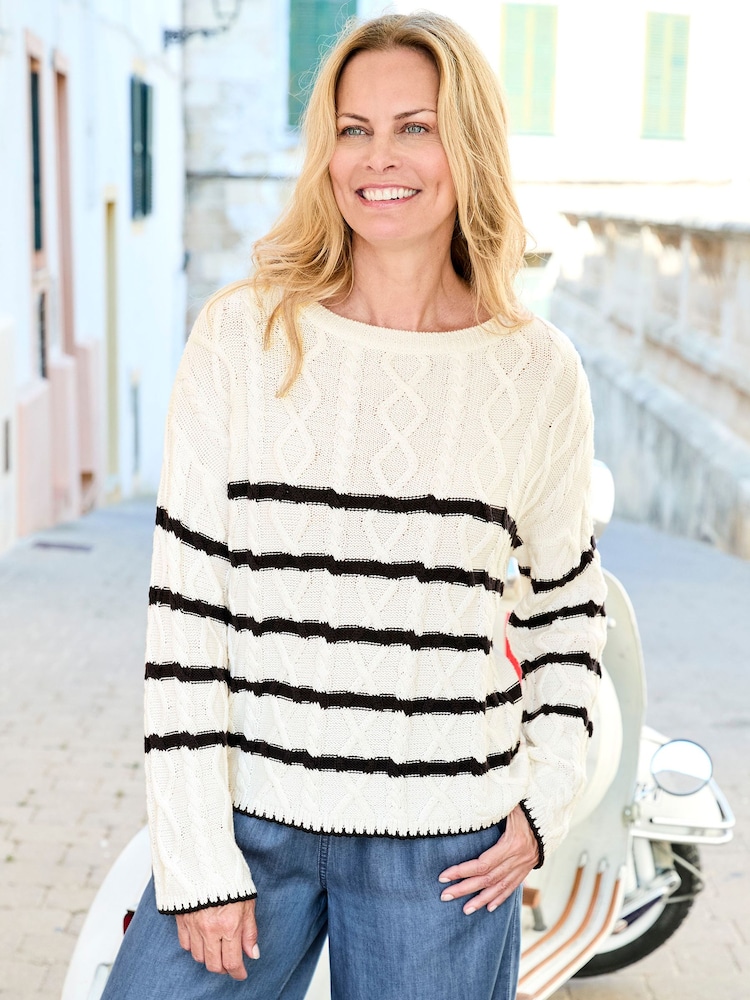 Cotton Traders Cream Boat Neck Jumper - Image 1 of 4