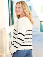 Cotton Traders Cream Boat Neck Jumper - Image 2 of 4
