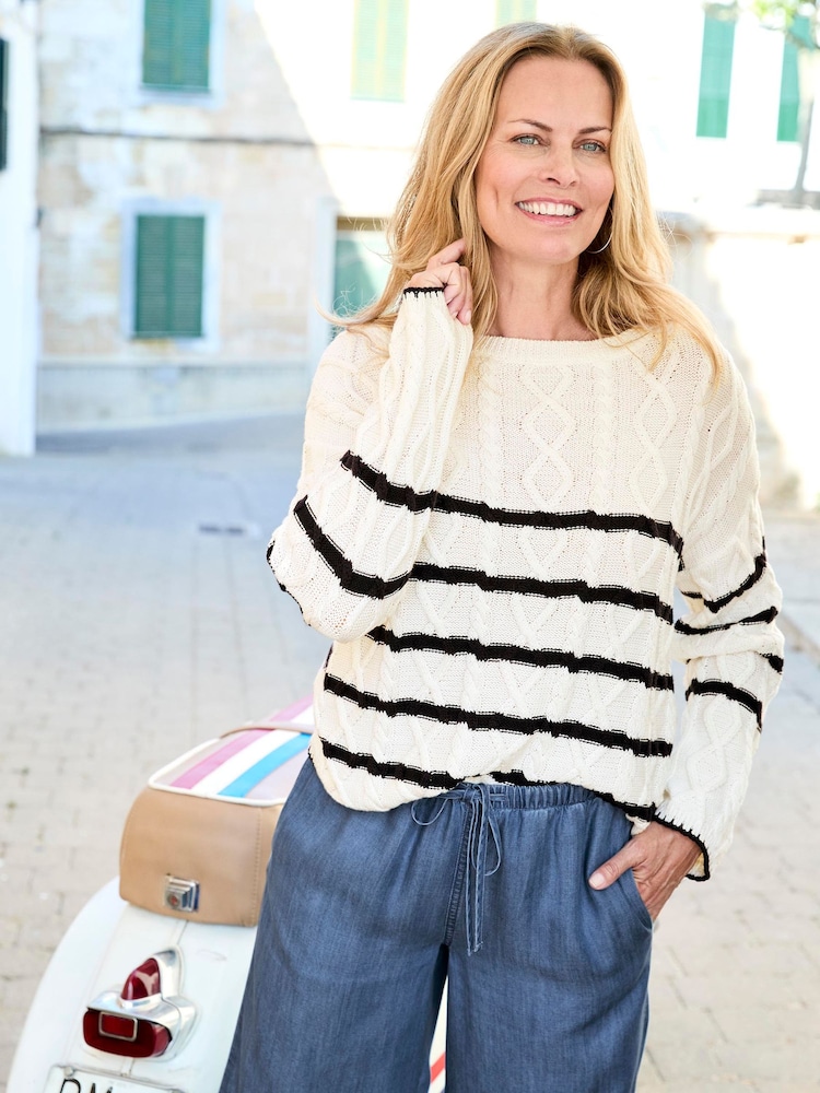 Cotton Traders Cream Boat Neck Jumper - Image 4 of 4