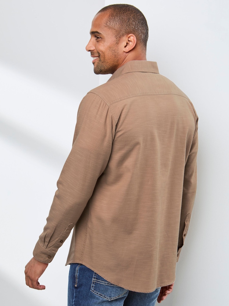 Cotton Traders Nude Long Sleeve Tencel Rich Shirt - Image 2 of 4