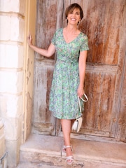 Cotton Traders Green Burnout Jersey Midi Dress - Image 1 of 4