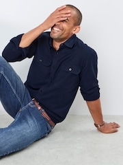 Cotton Traders Blue Long Sleeve Tencel Rich Shirt - Image 3 of 5