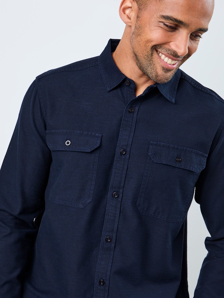 Cotton Traders Blue Long Sleeve Tencel Rich Shirt - Image 5 of 5