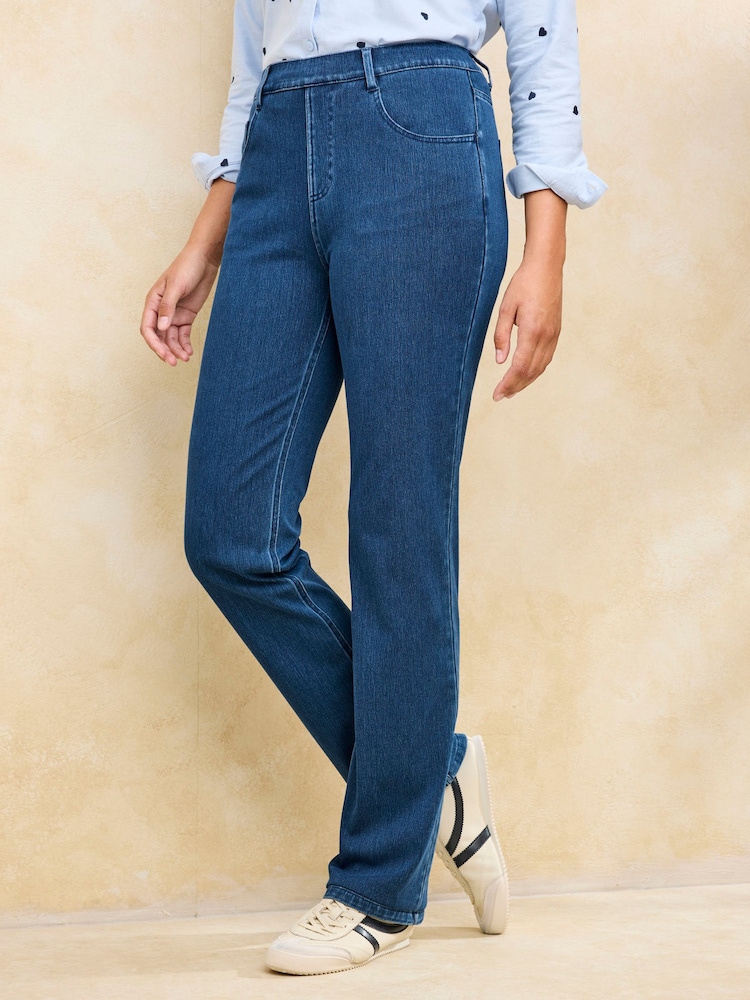 Cotton Traders Blue Stretch Jersey Denim Straight Leg Pull On Jeggings - Image 1 of 1
