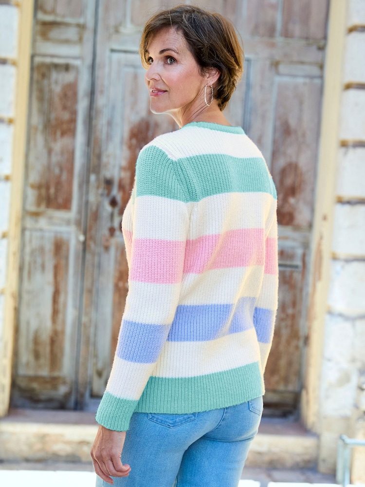 Cotton Traders Blue Stripe Super Soft Jumper - Image 2 of 4 Cotton Traders Blue Stripe Super Soft Jumper - Image 2 of 4