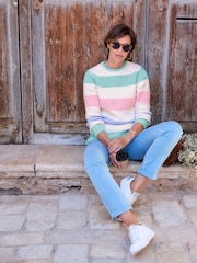 Cotton Traders Blue Stripe Super Soft Jumper - Image 3 of 4