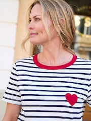 Cotton Traders Blue Short Sleeve Stripe Embroidered T-Shirt - Image 3 of 4