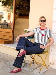 Cotton Traders Blue Short Sleeve Stripe Embroidered T-Shirt - Image 4 of 4