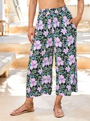 Cotton Traders Blue Crinkle Beach Trousers - Image 1 of 4