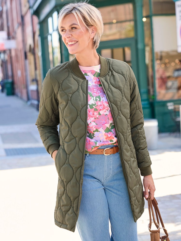 Cotton Traders Green Longline Padded Jacket - Image 1 of 3